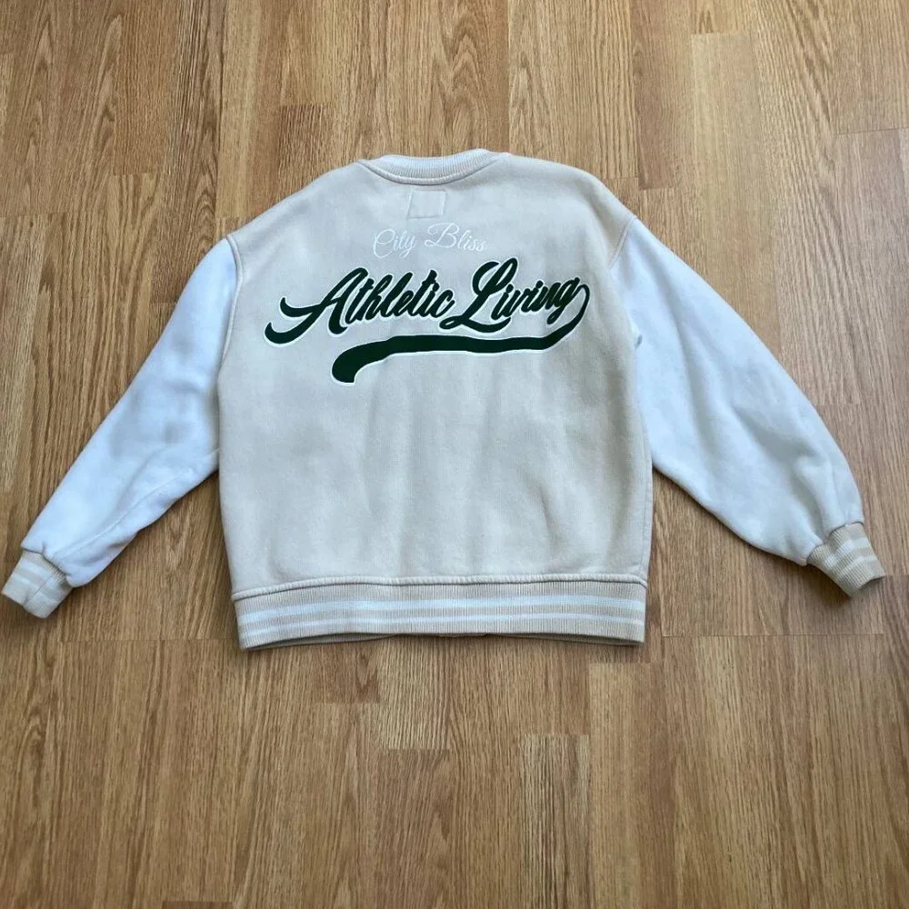 ZARA Girl’s Stylish Preppy Bomber Jacket in Off White - Size 9-10YO